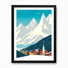 Kitzsteinhorn 2, Austria Midcentury Vintage Skiing Poster Art Print