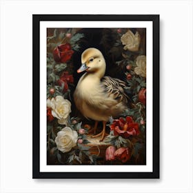 Floral Ornamental Duckling 1 Art Print
