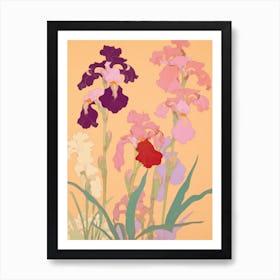 Irises Flower Big Bold Illustration 3 Art Print