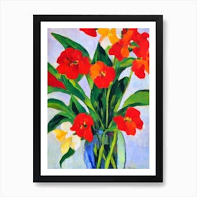 Lilium Floral Abstract Block Colour Flower Art Print