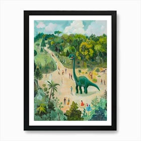 Dinosaur In The Park Painting Art Print