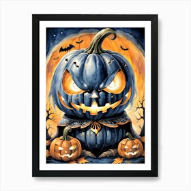 Cute Jack O Lantern Halloween Painting (20) Art Print