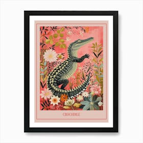 Floral Animal Painting Crocodile 3 Poster Art Print