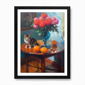 Dahlia With A Cat 1 Art Print