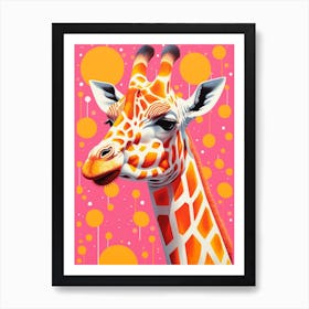 Abstract Giraffe Yellow & Pink Pattern 4 Art Print