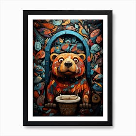 Bear In A Bucket Art Print