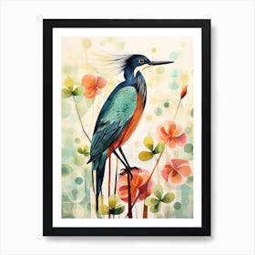 Bird Painting Collage Green Heron 1 Art Print
