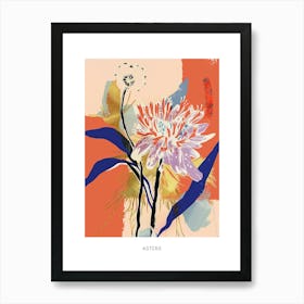 Colourful Flower Illustration Poster Asters 4 Art Print