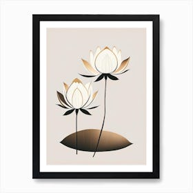 Lotus Flowers In Park Retro Minimal 8 Art Print