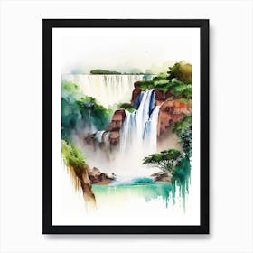 Iguacu Falls Of The North, Brazil Water Colour  (1) Art Print