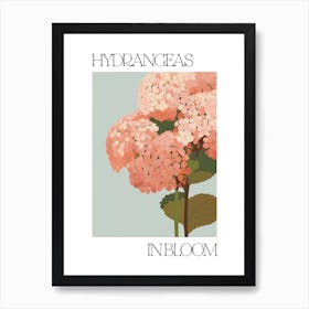 Hydrangeas In Bloom Flowers Bold Illustration 3 Art Print