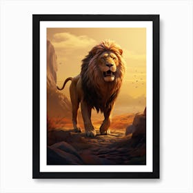 Lion Art Painting Digital Style 3 Art Print