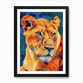 Southwest African Lioness On The Prowl Fauvist Painting 4 Art Print