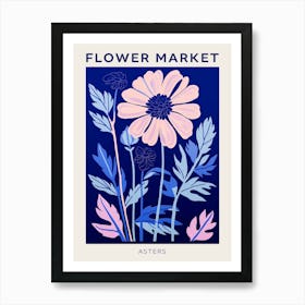 Blue Flower Market Poster Asters 3 Art Print
