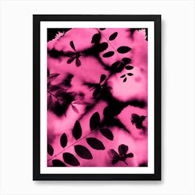 Black and Pink Leaf Dreams Art Print