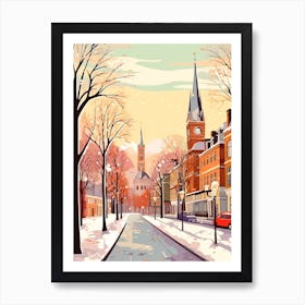 Vintage Winter Travel Illustration Glasgow United Kingdom 1 Art Print