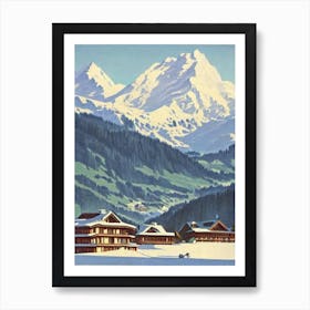 Verbier, Switzerland Ski Resort Vintage Landscape 2 Skiing Poster Art Print