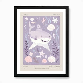 Purple Largetooth Cookiecutter Shark Illustration 3 Poster Art Print