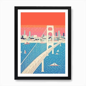 Akashi Kaikyo Bridge Japan Colourful 4 Art Print