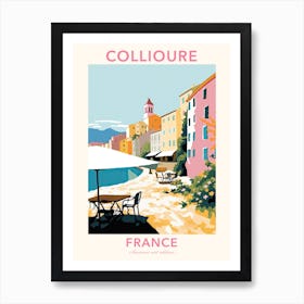 Collioure, France, Flat Pastels Tones Illustration 3 Poster Art Print