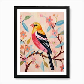 Pink Scandi American Goldfinch 4 Art Print