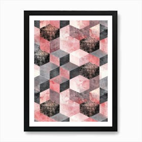 Pink And Black Geometric Pattern Art Print