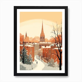 Vintage Winter Travel Illustration Oxford United Kingdom 3 Art Print