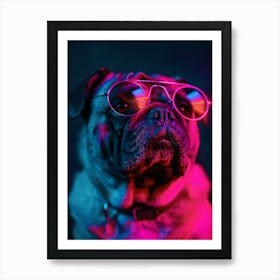 Beautiful Dog Under Neon Lights 20 Art Print