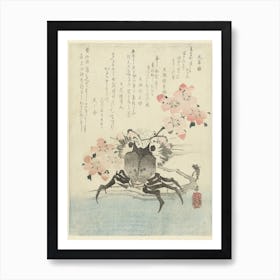 Crab And Flowers, Katsushika Hokusai Art Print