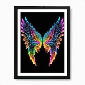 Neon Angel Wings 27 Art Print