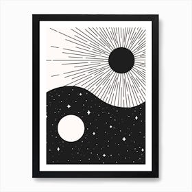 Yin Yang Black - Sun & Moon Art Print