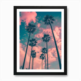 Pink Sky With Palm Trees Art Print