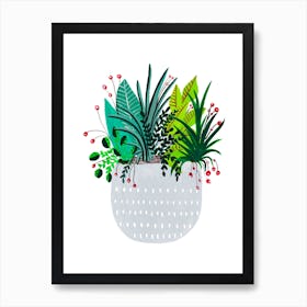 Grey Potted Plants Art Print