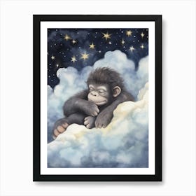 Baby Gorilla 2 Sleeping In The Clouds Art Print