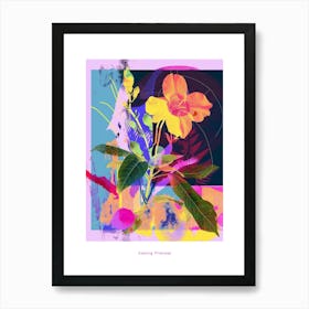 Evening Primrose 4 Neon Flower Collage Poster Art Print