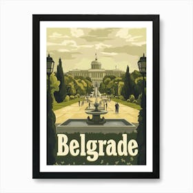 Aihrgdesign A Mid Century Modern Travel Poster For Belgrade 2 Art Print