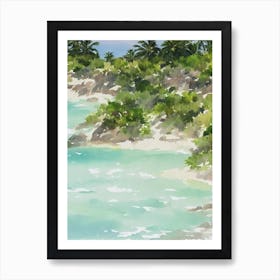 Tulum National Park Mexico Water Colour Poster Art Print