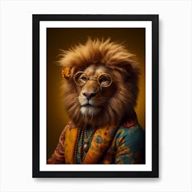 Lion Wearing Glasses Art Print