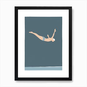 Art Deco Style diving man Art Print