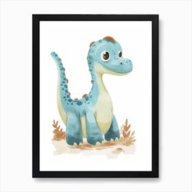 Blue Pastel Dryosaurus Dinosaur 2 Art Print