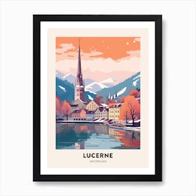 Vintage Winter Travel Poster Lucerne Switzerland 4 Art Print