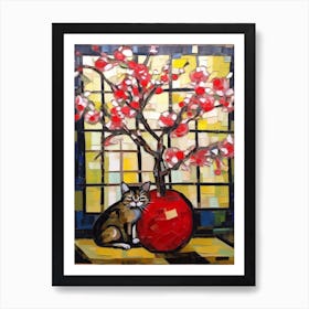 Apple With A Cat 4 De Stijl Style Mondrian Art Print