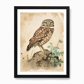 Burrowing Owl Vintage Illustration 5 Art Print