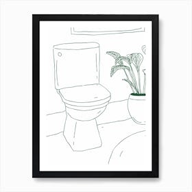 Bathroom Illustration Green Art Print