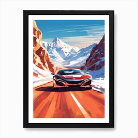 A Acura Nsx In The Route Des Grandes Alpes Illustration 1 Art Print