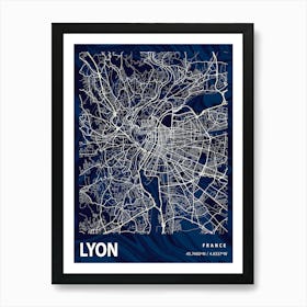 Lyon Crocus Marble Map Art Print