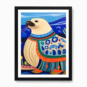 Maximalist Animal Painting Sea Lion Art Print