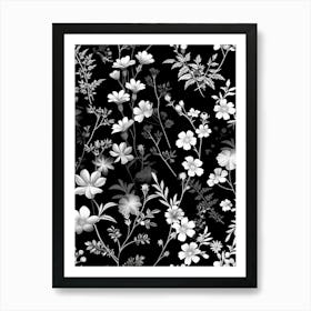 Great Japan Hokusai Black And White Flowers 19 Art Print