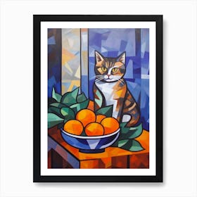 Hydrangea With A Cat 4 Cubism Picasso Style Art Print