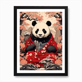 Panda Animal Drawing In The Style Of Ukiyo E 1 Art Print